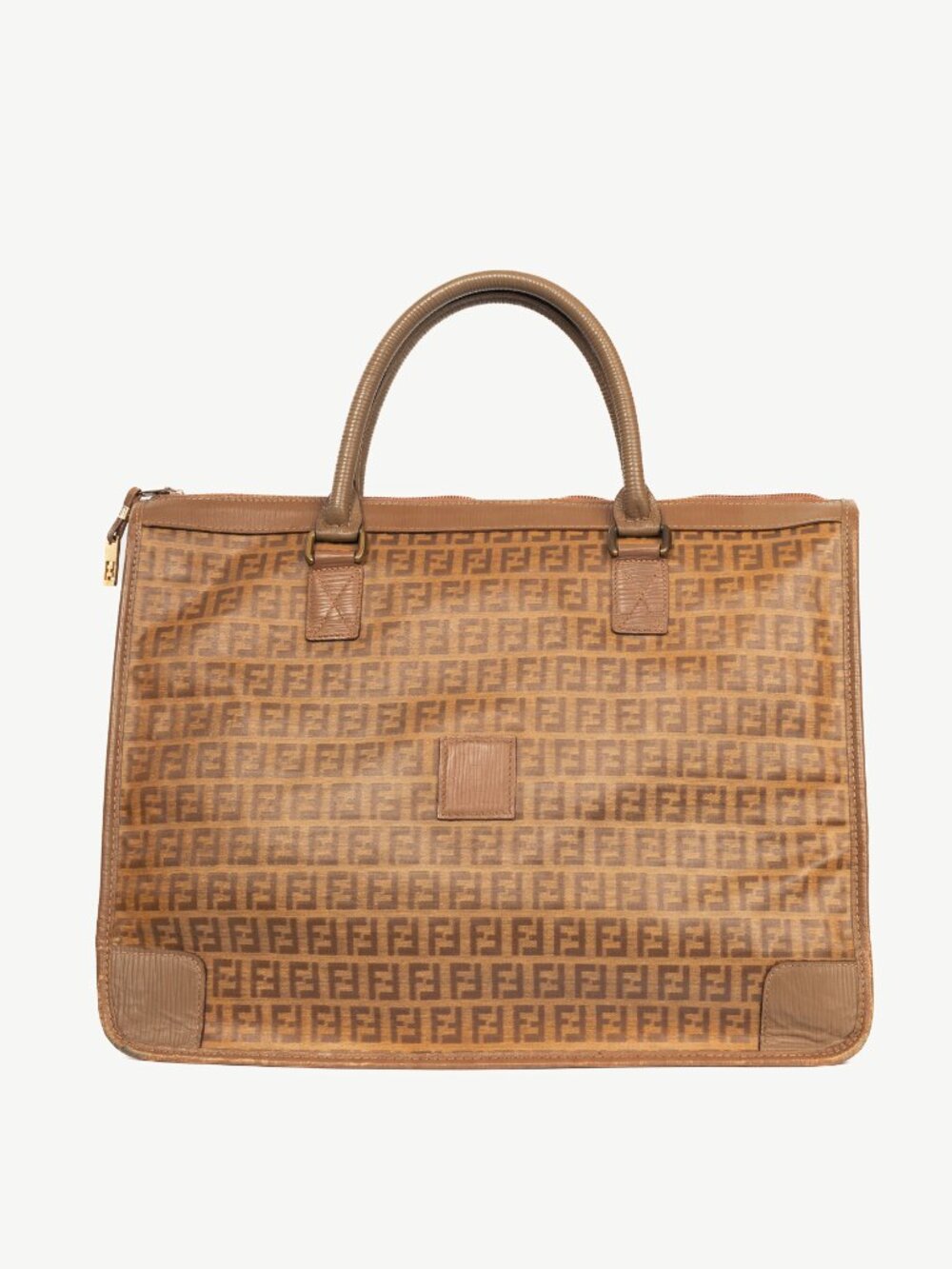 Fendi Vintage Tan Zucchino-Monogram Coated Canvas Tote